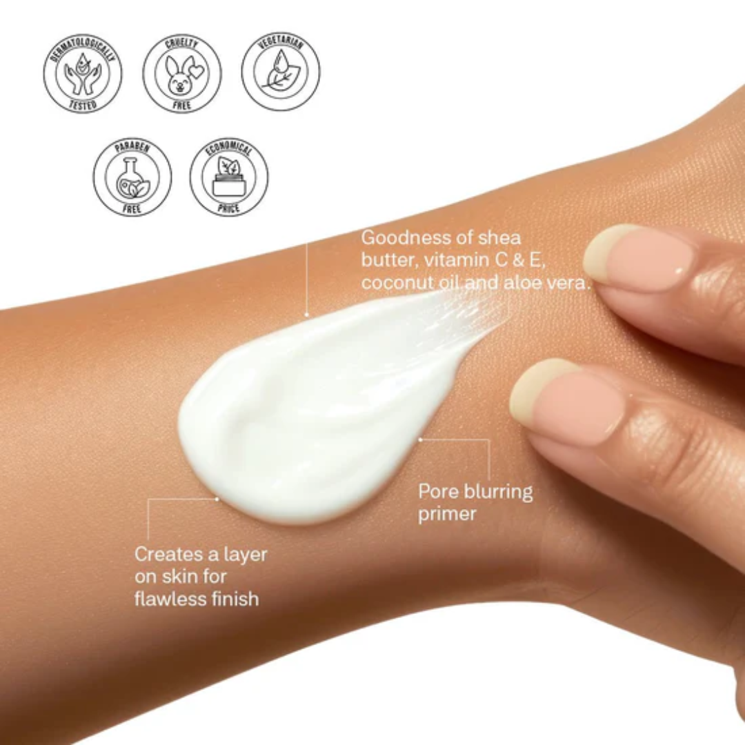 Flicka 3-in-1 Silk Touch Primer For Flawless makeup base – Hydrate, Blur pores & Perfect glowy base