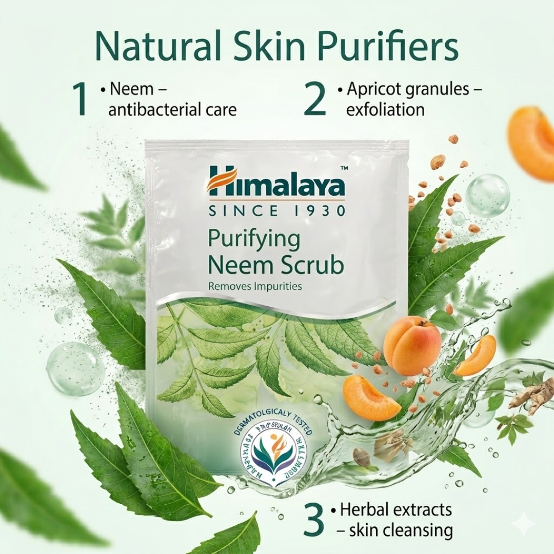 Himalaya Natural Glow Skincare Bundle | Neam Scrub, Nose Strips, Orange Mask & Kesar Face Pack | 5-Step Deep Pore Cleansing