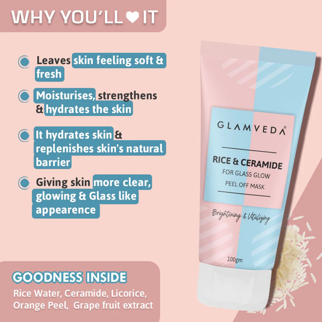 Rice & Ceramide Peel off Mask - Hydrated, Brightening, Clear & Glass Skin