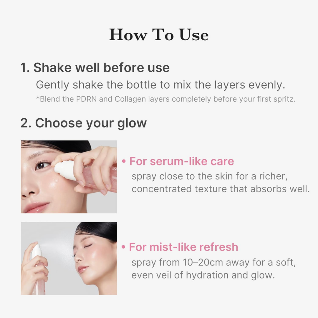 Medicube PDRN Pink Collagen Glow Jelly Mist Serum | Dual-Texture Mist with Collagen Threads & PDRN | Instant Lifting, Wrinkle Reduction & Deep Hydration