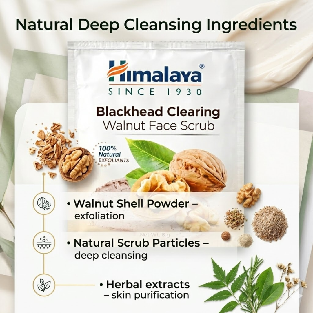 Himalaya Natural Glow Skincare Bundle | Neam Scrub, Nose Strips, Orange Mask & Kesar Face Pack | 5-Step Deep Pore Cleansing