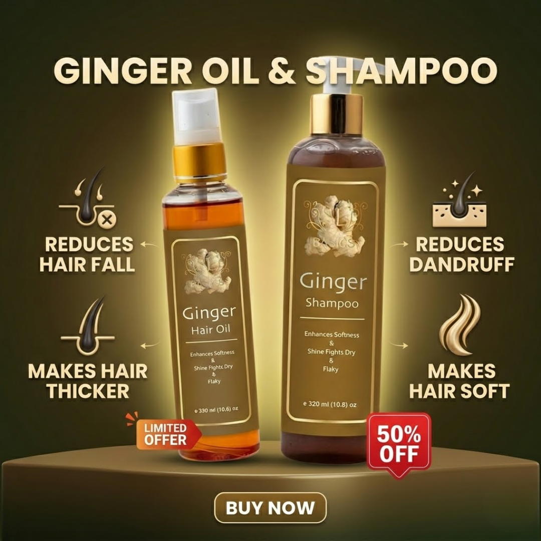 SL Basics Ginger Oil & Shampoo Duo - Reduces Hair Fall, Dandruff & Makes Hair Thicker and Softer