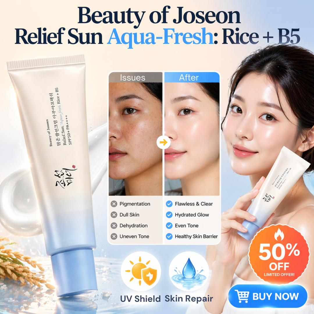 Beauty of Joseon Relief Sun Aqua-Fresh Rice + B5 Sunscreen | SPF50+ PA++++ Lightweight UV Protection | Deep Hydration, Calming & No White Cast