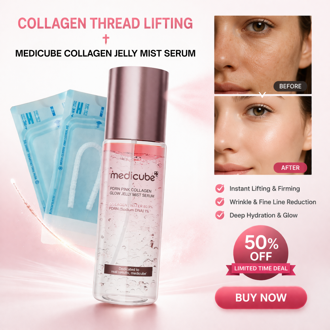 Medicube PDRN Pink Collagen Glow Jelly Mist Serum | Dual-Texture Mist with Collagen Threads & PDRN | Instant Lifting, Wrinkle Reduction & Deep Hydration