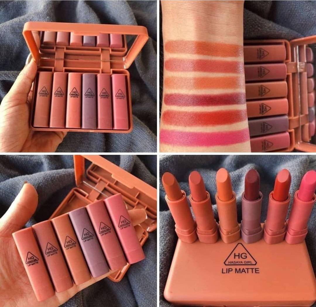 6 Pcs Heng Feng Matte Lipstick With Mirror