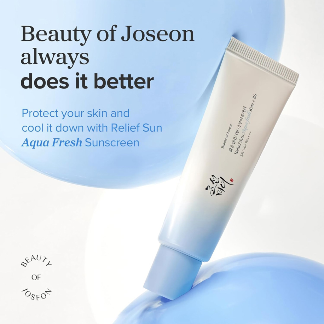 Beauty of Joseon Relief Sun Aqua-Fresh Rice + B5 Sunscreen | SPF50+ PA++++ Lightweight UV Protection | Deep Hydration, Calming & No White Cast