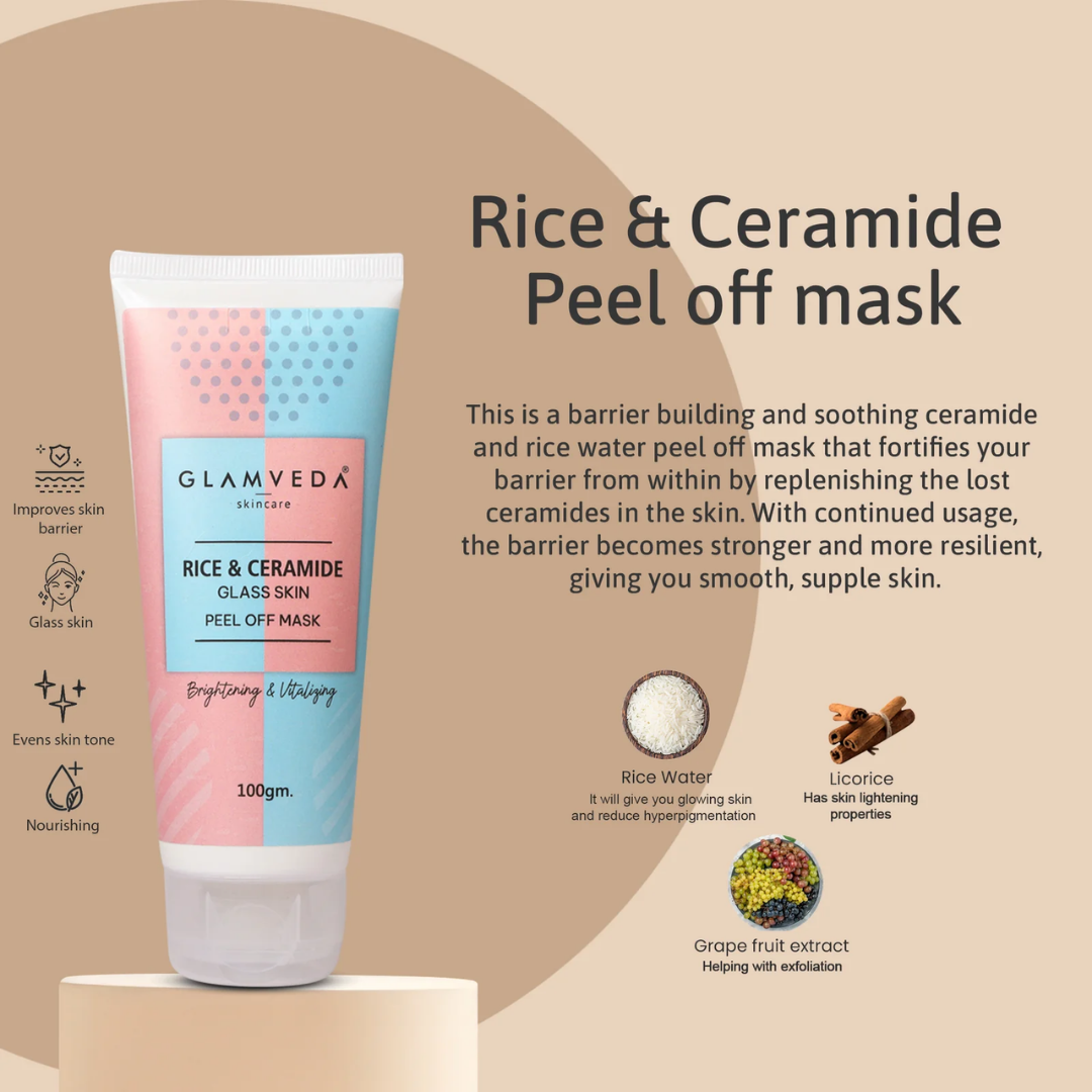 Rice & Ceramide Peel off Mask - Hydrated, Brightening, Clear & Glass Skin