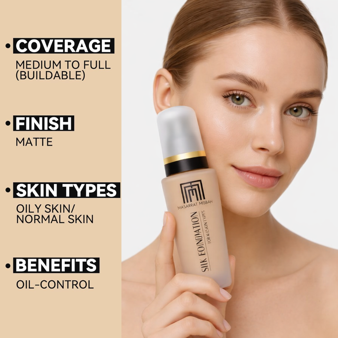 Buy MM Silk Foundation & Get Beauty blender FREE
