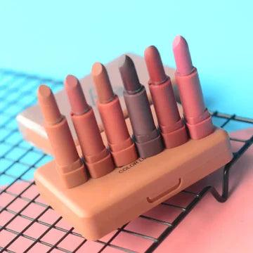 6 Pcs Heng Feng Matte Lipstick With Mirror
